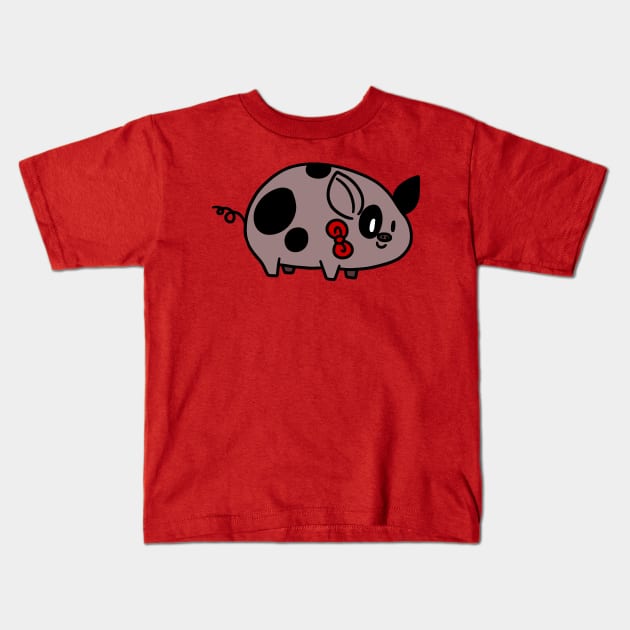 Spotted Bow Tie Piggy Kids T-Shirt by saradaboru